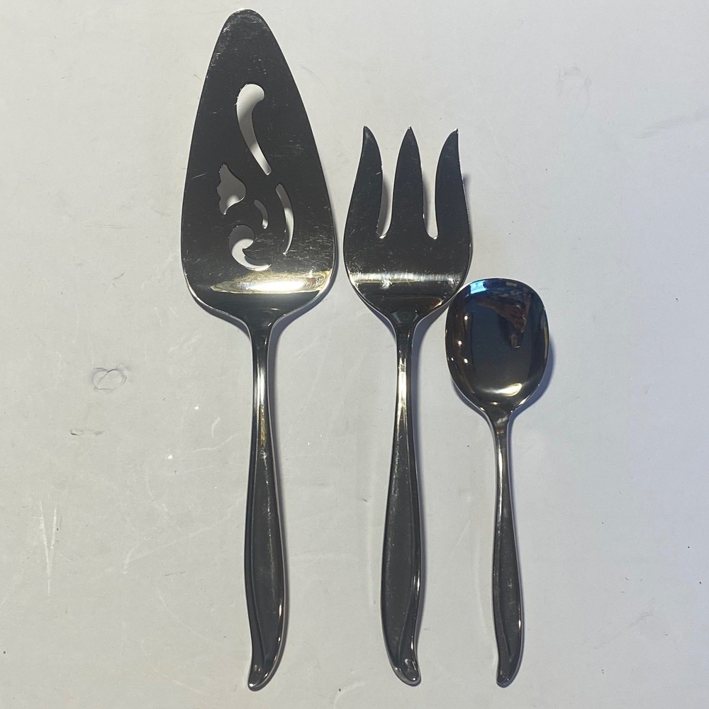 International Silver Serving Set Silver Excellent Stainless Steel 3pc Tradewinds
